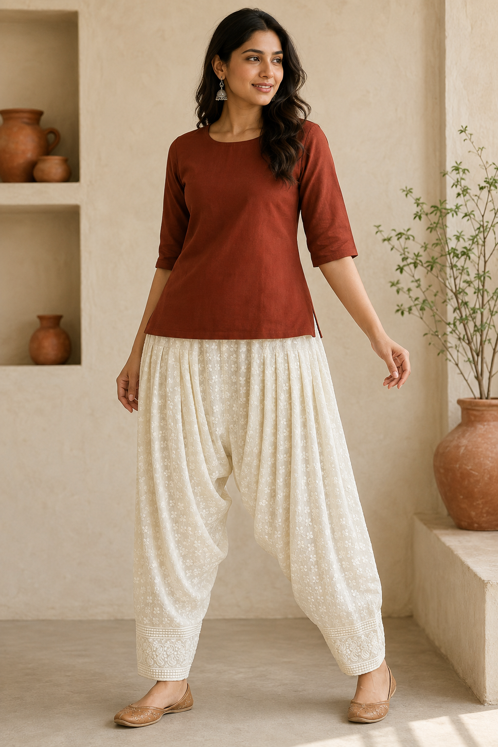 Cream Chikankari Salwar