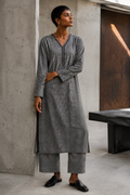 Sehej Steel Grey Khadi Kurta Set