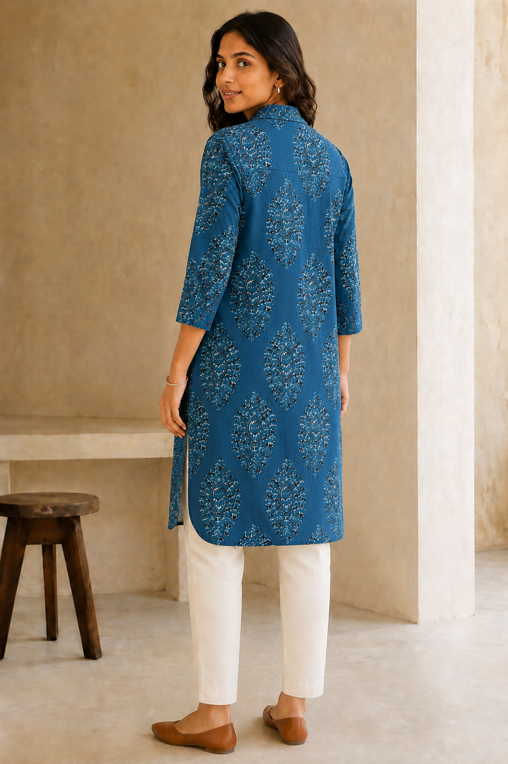 Rooh Indigo Mendallion Block Kurta