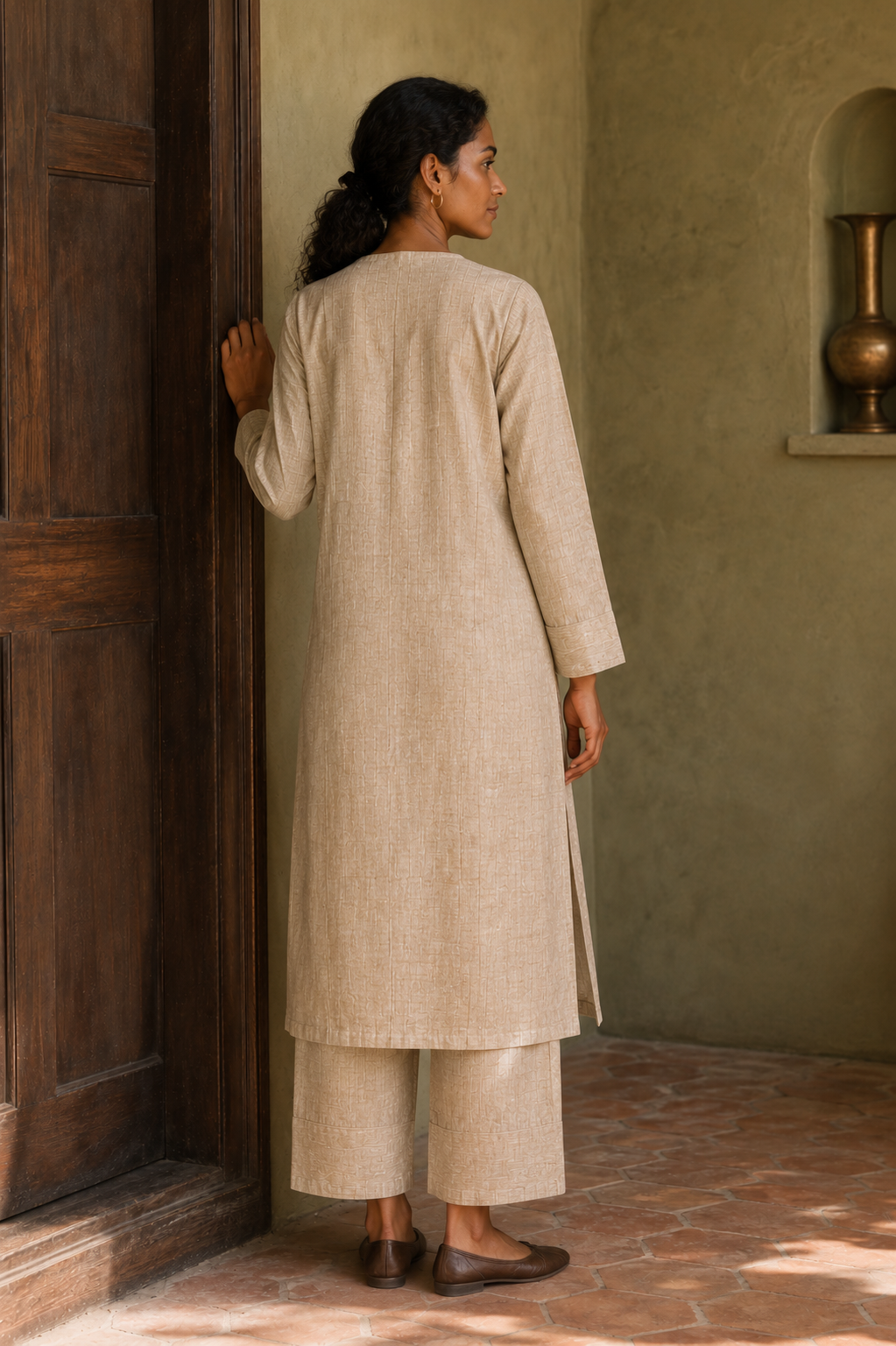 Sehej Kesari Khadi Kurta Set