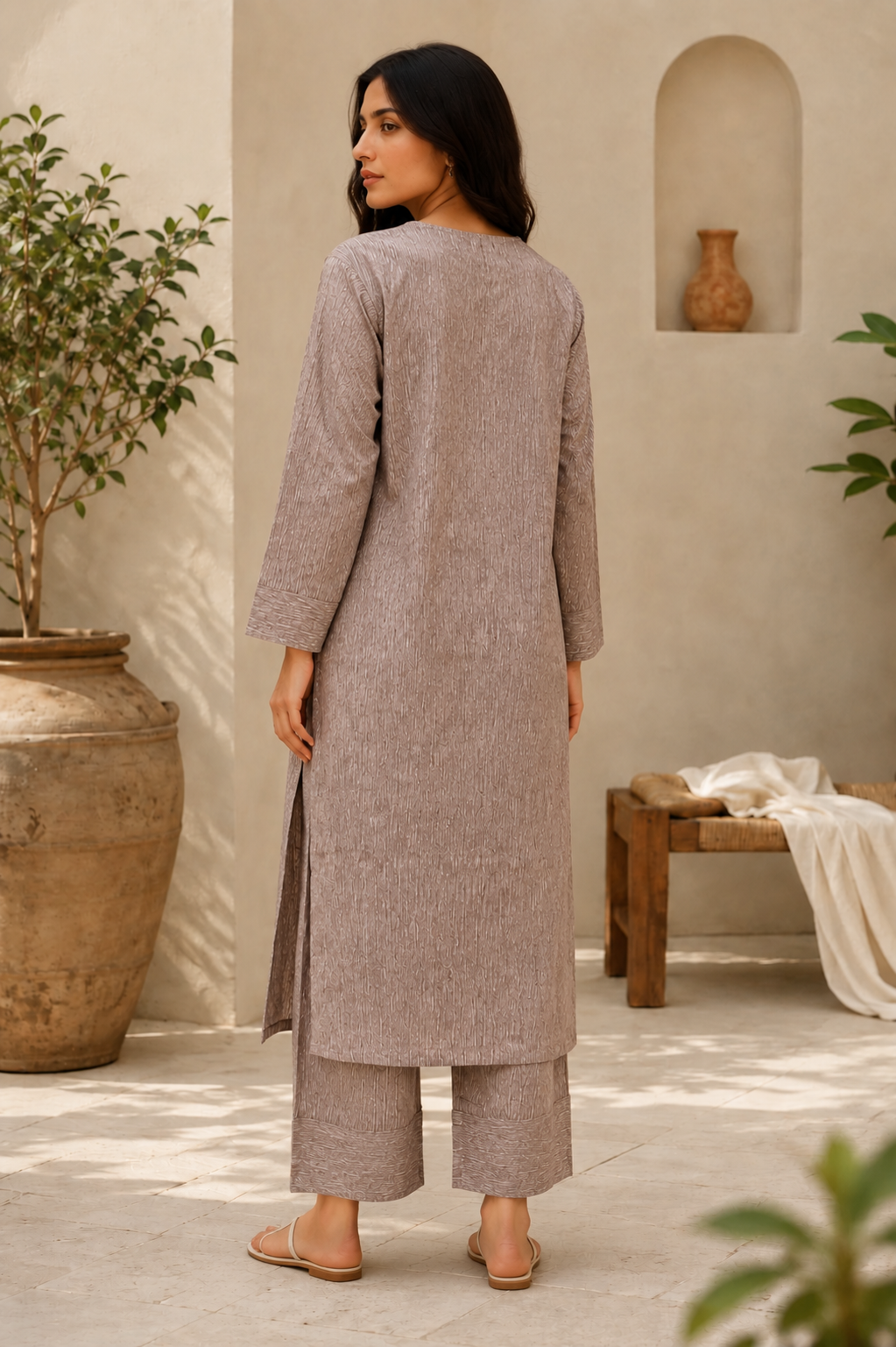 Sehej Chikoo Khadi Kurta Set