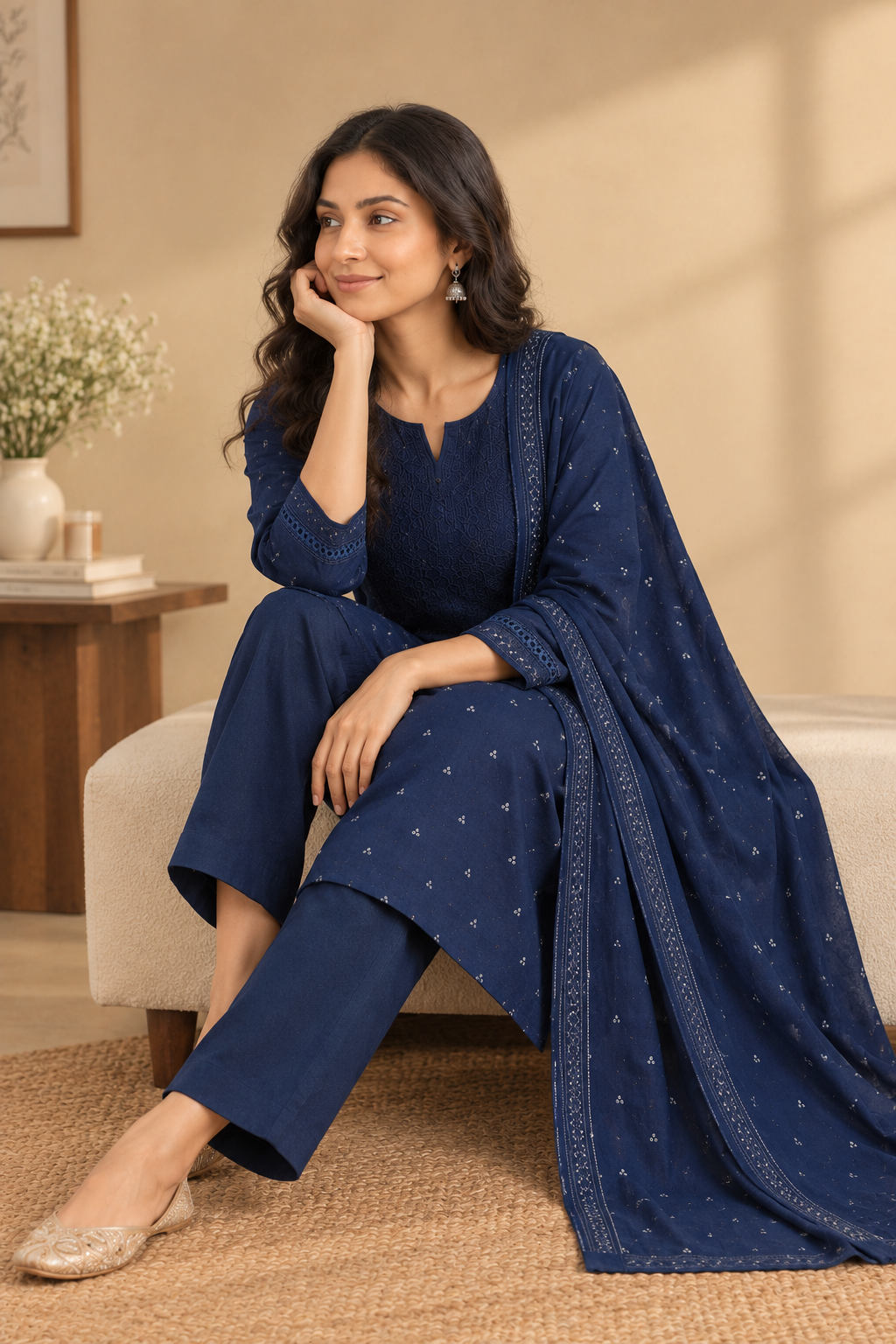 Blue Cotton Kurta Set