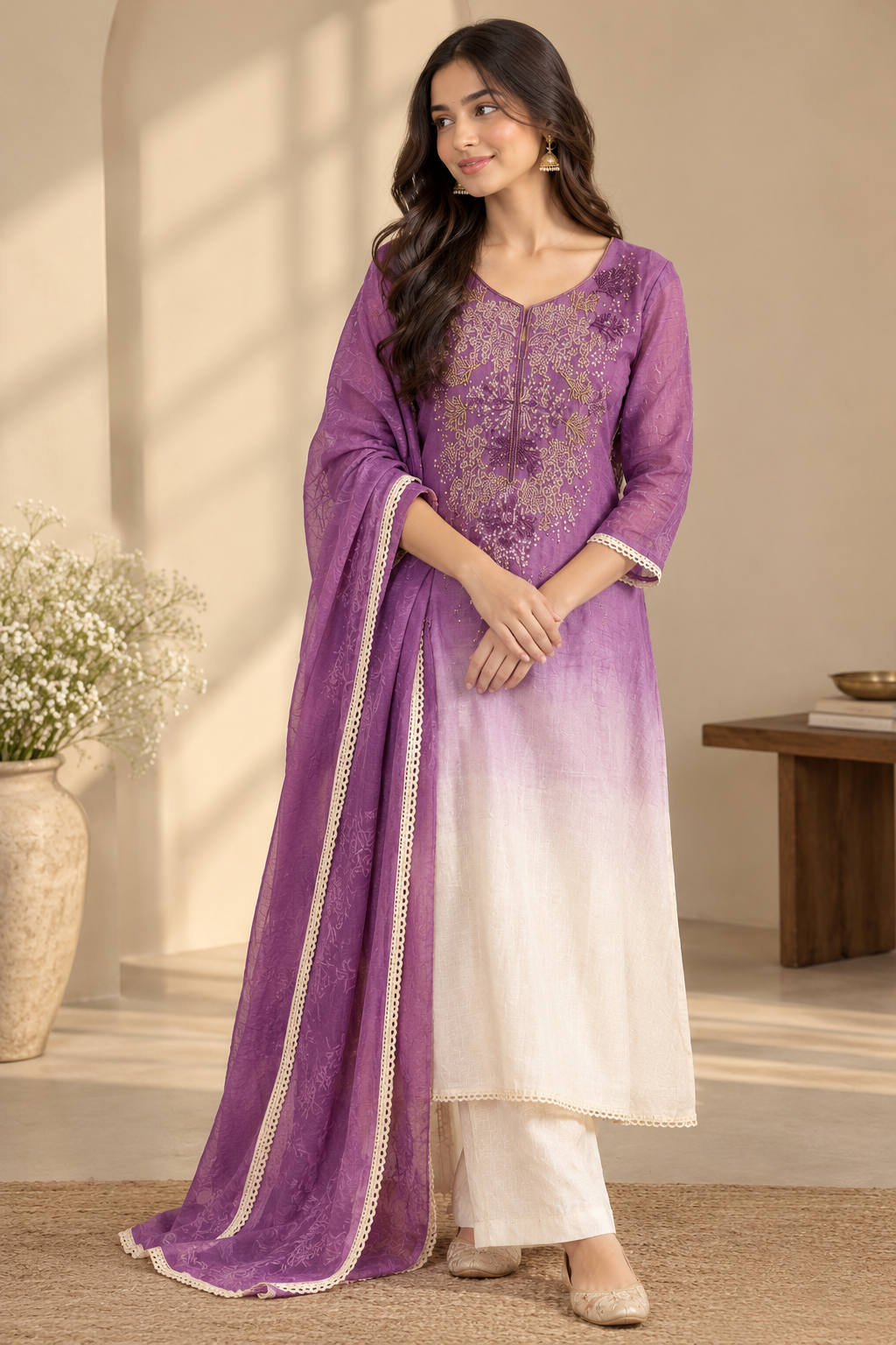 Purple Ombre Kurta Set