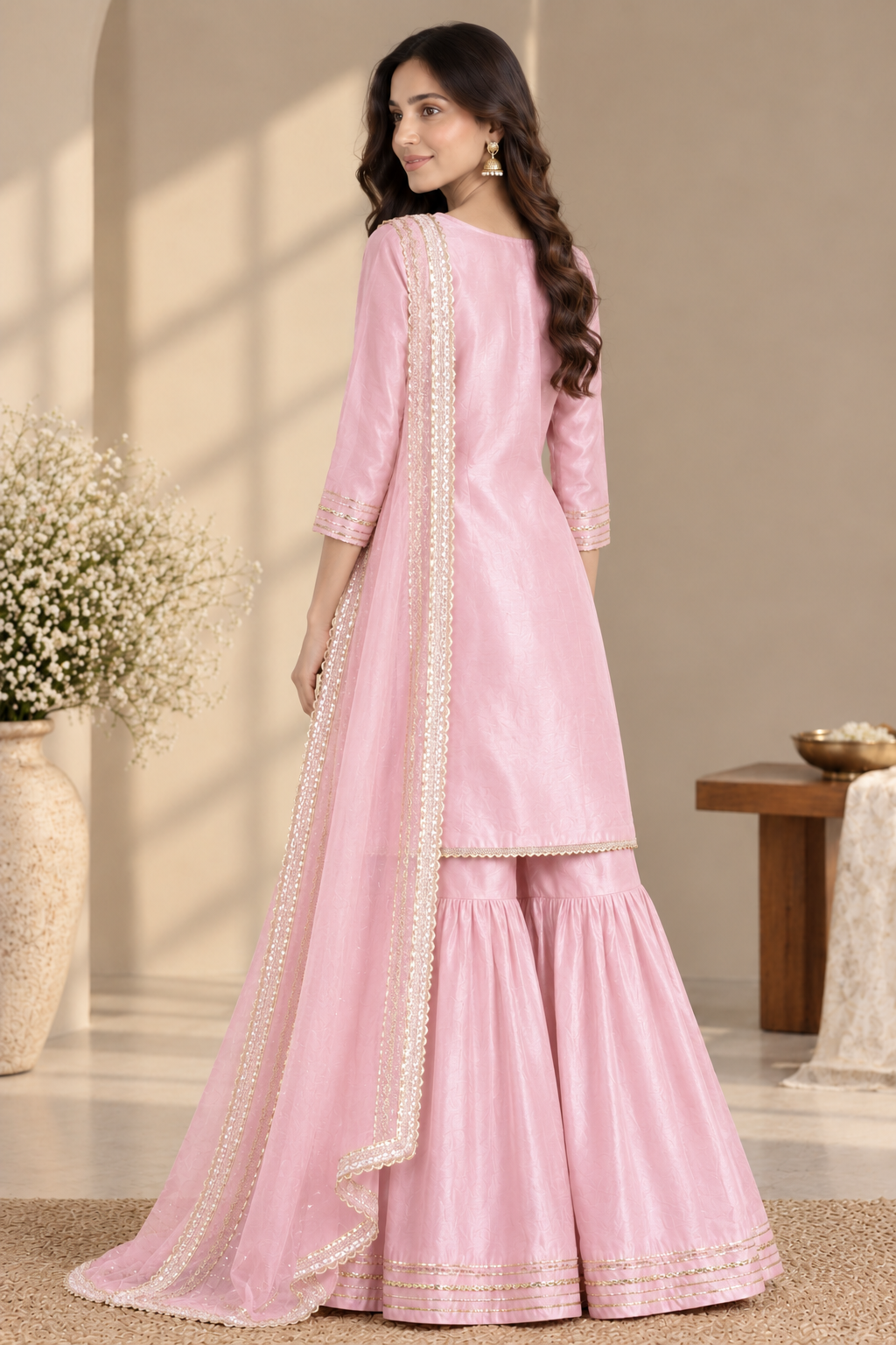 Pastel Pink Gota Patti Sharara Set