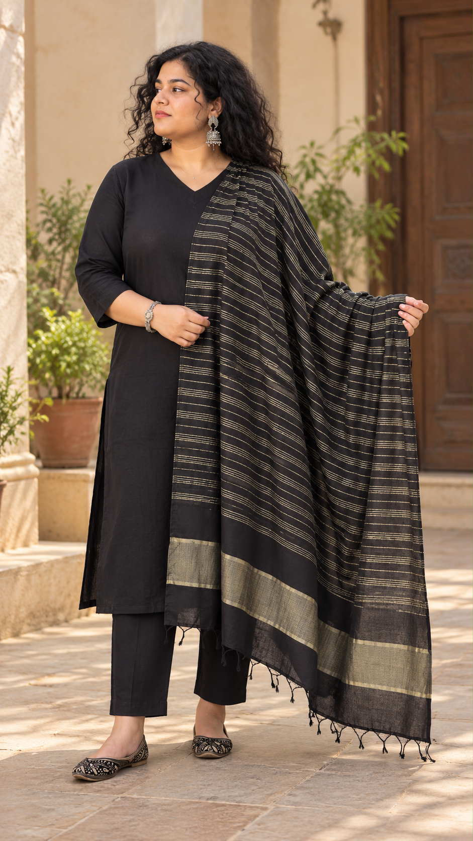 Reet Black Golden Kurta Set