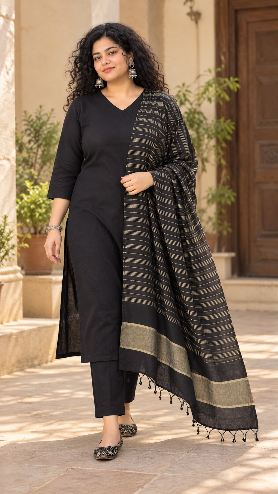 Reet Black Golden Kurta Set