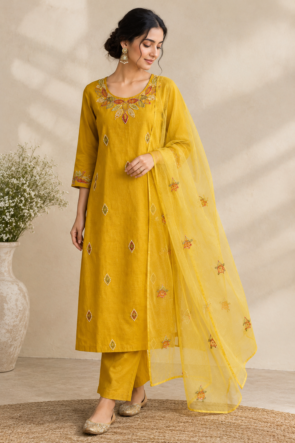 Kantha Work Kurta Set