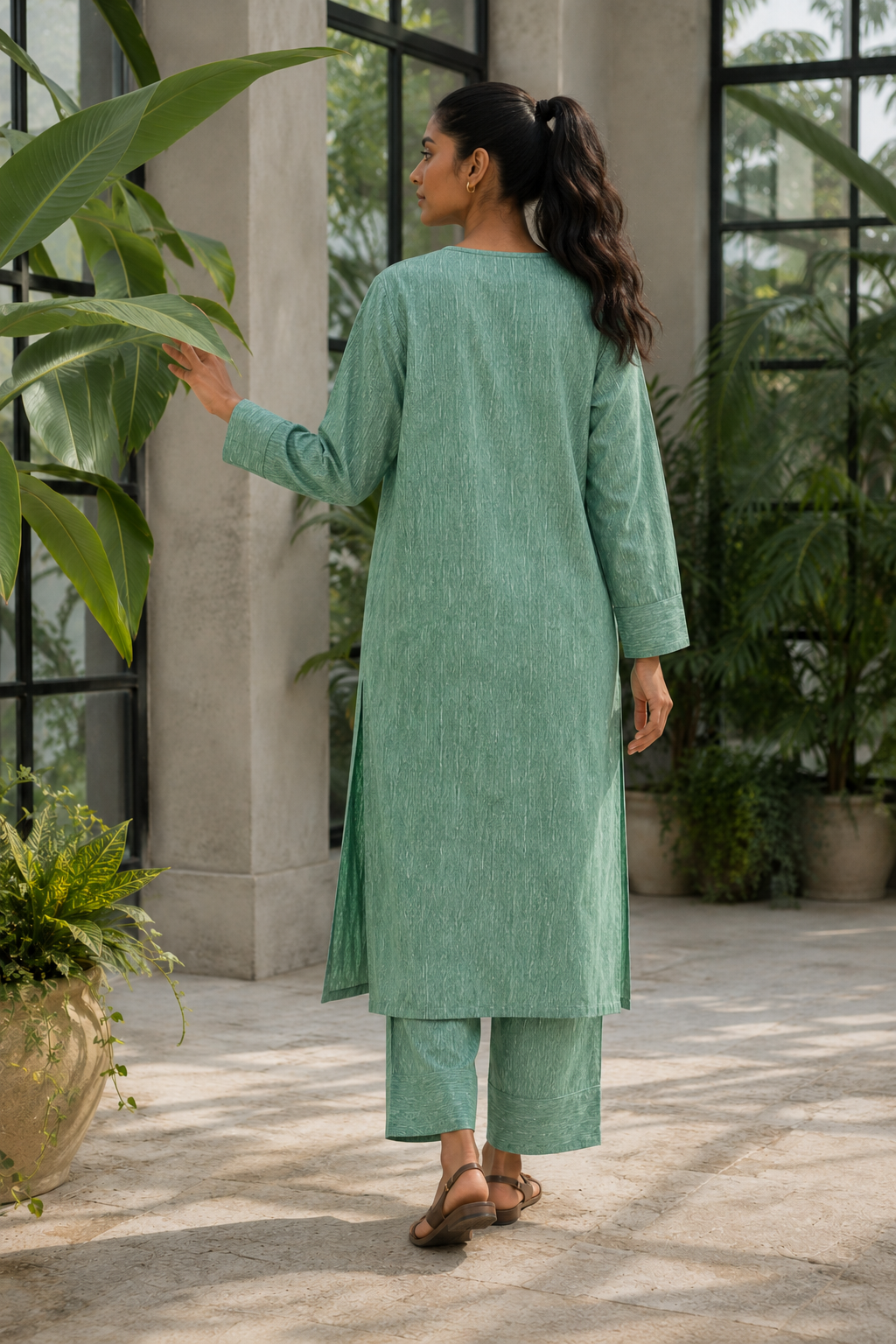 Sehej Green Khadi Kurta Set