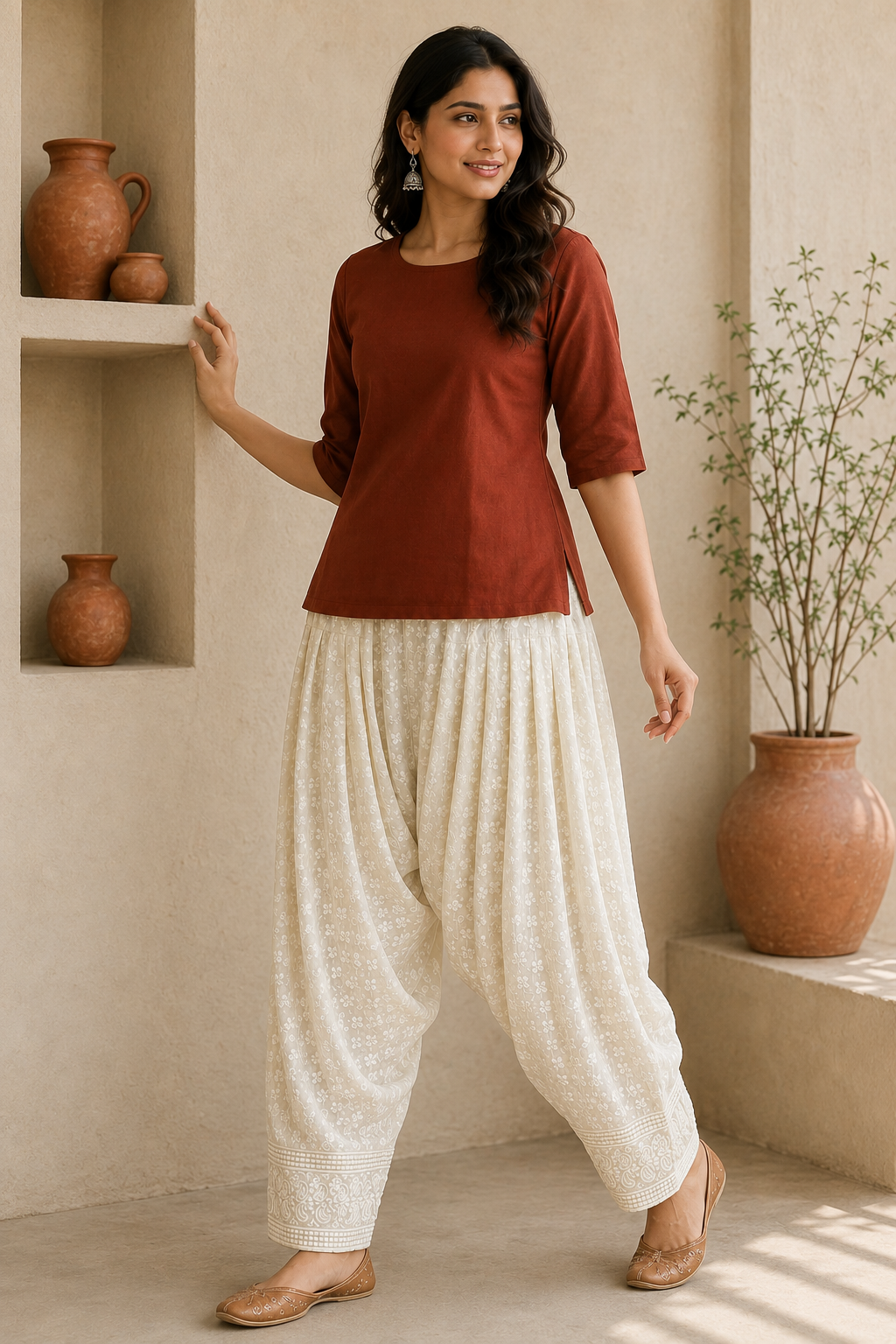 Cream Chikankari Salwar